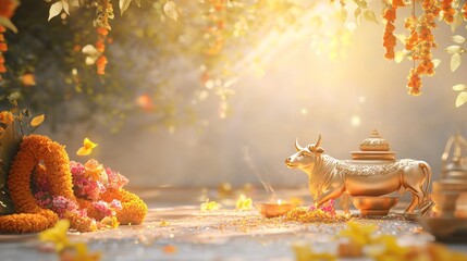 banner background for national Govardhan puja day blank mockup template for advertisement purpose