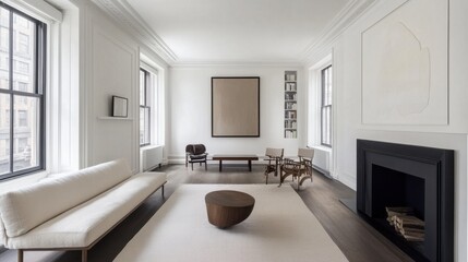 Fototapeta premium Modern Minimalist Living Room with Neutral Tones