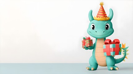 Fototapeta premium Cute Dragon Birthday Party