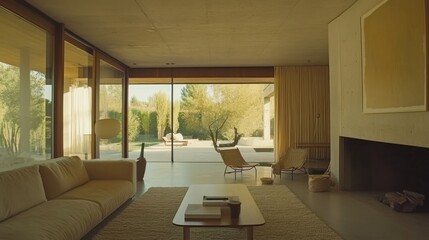 Modern Living Room with Scenic Garden View