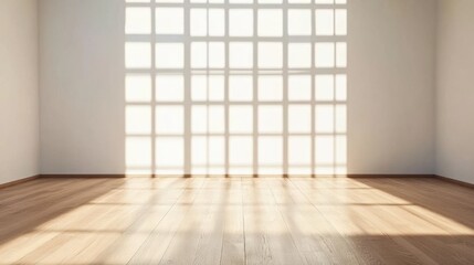 Bright Room with Window Shadows and Wooden Floor