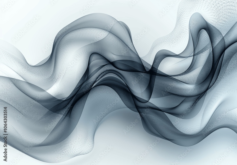 Poster Modern Minimalist Vector Illustration of Black and Gray Abstract Wavy Lines on White Background