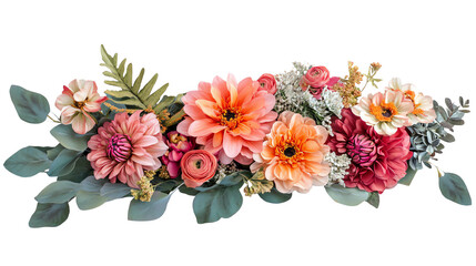 Obraz premium A vibrant arrangement of colorful flowers and greenery, perfect for decoration and design inspiration.