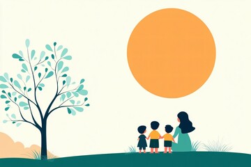 Fototapeta premium Cheerful Family Enjoying Quality Time Outdoors for Balanced Mental Health