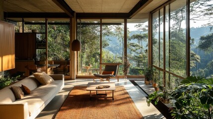 Modern Interior with Natural Landscape View
