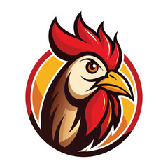 rooster head logo vector on white background
