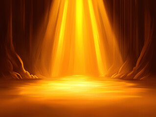 Naklejka premium serene golden light illuminates tranquil space, evoking hope