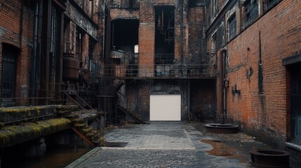 Fototapeta premium Abandoned Industrial Building with Textured Brick Walls