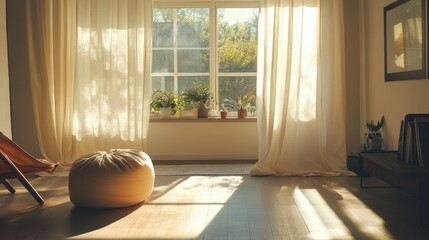 Fototapeta premium Sunlit Living Room with Cozy Atmosphere
