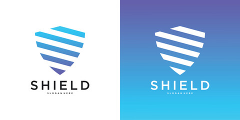 Shield logo template, modern creative concapt design. Premium Vector