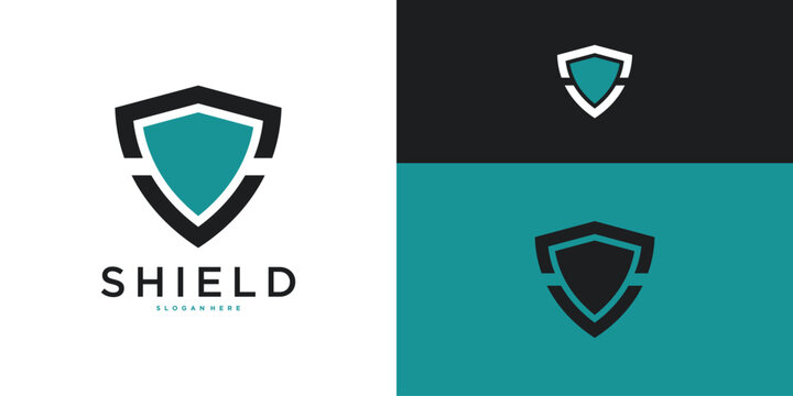 Shield logo template, modern creative concapt design. Premium Vector