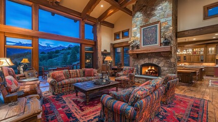 Cozy Mountain Living Room with Rustic Charm