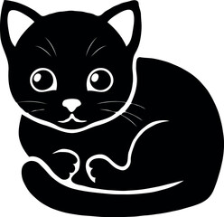 Cat silhouette vector art illustration 