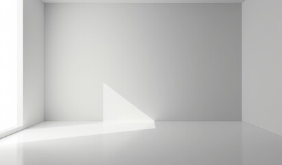 Fototapeta premium White empty studio background with soft light and shadows, clean minimalist design for presentation or creative projects.