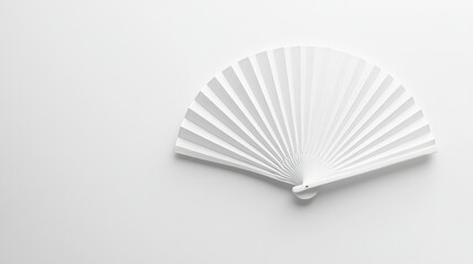 Elegant White Paper Fan on Minimalist Background