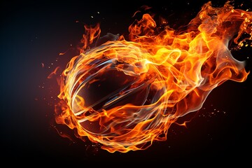 Fototapeta premium A basketball engulfed in flames, representing passion and intensity.