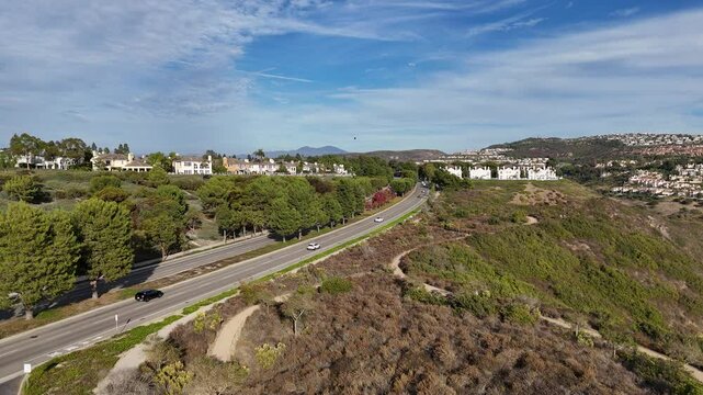 Main road through the San Joaquin Hills in Orange County, Southern California. 