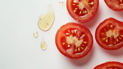 Fresh Tomato Slices on White Background