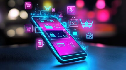 Vibrant Smartphone with E-commerce Icons
