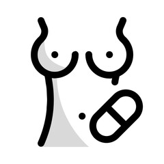 breast cancer pills icon with shady style, perfect for user interface projects