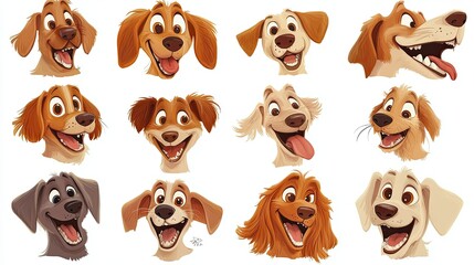 Obraz premium Joyful Dog Faces in Various Expressions and Breeds