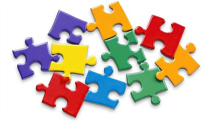 Obraz premium Colorful Puzzle Pieces on a White Background