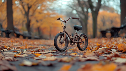 Fototapeta premium child riding bicycle in park