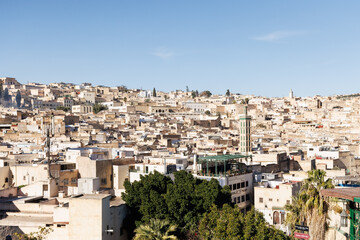 View of ancient Fez Medina in Morocco