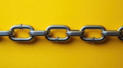 Obraz premium Metal chain on a solid yellow background