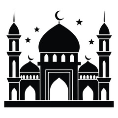 set of islamic mosques silhouettes vector illustration