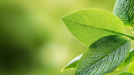 Fototapeta premium Macro of a caterpillar on a leaf, tiny hairs, vibrant green, peaceful outdoor setting