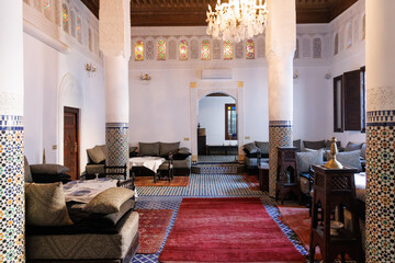 Interior of riad in Fez Morocco