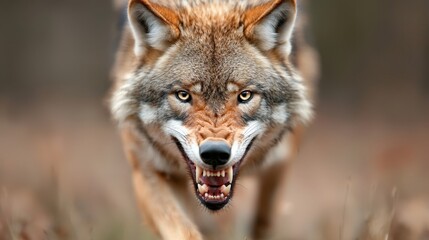 Obraz premium Aggressive Wolf Portrait Wild Animal Close Up Nature Photography