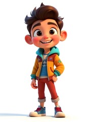 Cheerful Cartoon Young Man in Casual Attire Smiling Cartoon Man in Modern Outfit Friendly Cartoon Male Character Full Body Cute Cartoon Boy in Playful Pose Stylish Cartoon Man with Confident Expressio