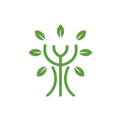 Monogram Tree Logo Template Icon