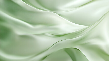 Fototapeta premium Elegant green silk fabric flowing gently, creating smooth waves and soft texture, perfect for backgrounds and design elements.