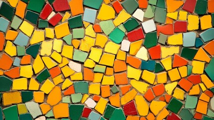 Close up of colorful mosaic tiles, intricate patterns and vibrant textures for captivating visuals
