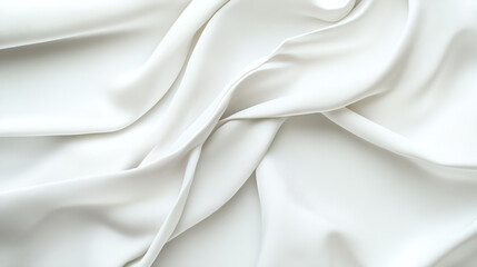 Fototapeta premium Elegant white silk fabric with smooth, flowing texture, perfect for backgrounds and fashion designs.