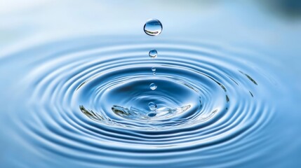 Intricate water droplet creates mesmerizing ripples, a closeup of nature's fluid dynamics in motion