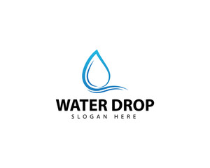 Water Logo. Blue Water Drop Icon with Circle Around isolated on White Background. Usable for Business, Science, Healthcare, Medical and Nature Logos