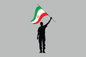 A Man holding an Iran flag, Iran flag vector graphic, Iran country flag is a symbol of freedom, National Iran flag, vector illustration
