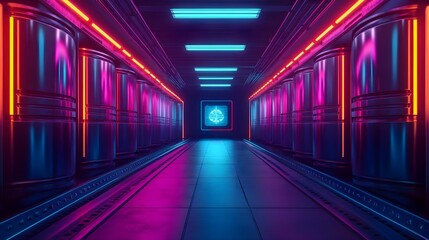 Fototapeta premium Neon Futuristic Corridor