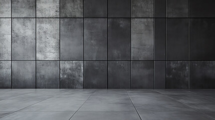 Modern concrete wall with a sleek, industrial design and a smooth floor, isolated on a white background.