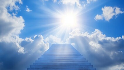 A serene stairway ascending to the bright heavens. 