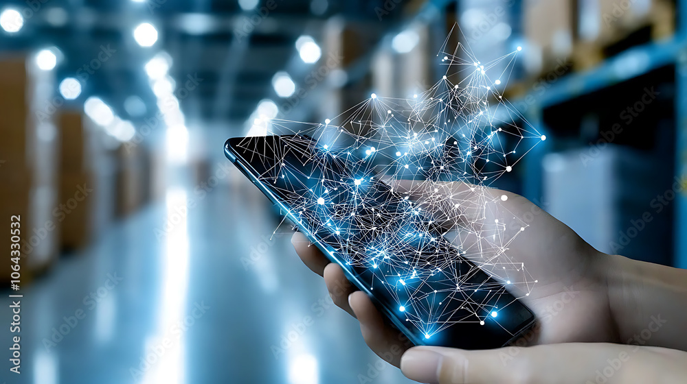 Poster optimize logistics performance by analyzing data charts on mobile devices for cost efficiency