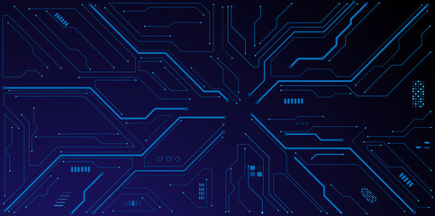 Circuit board vector illustration. Tech network bg. Futuristic technology background. AI chip and Electronics concept.