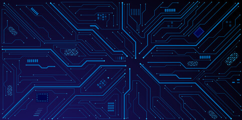 Abstract digital background with circuit line elements in technology blue.