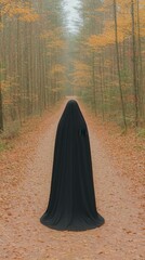 Mysterious Figure in Autumn Forest   Dark Cloak  Fantasy  Photography