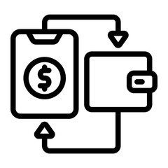 Transfer Online Line Icon