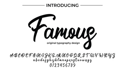 Famous Font Stylish brush painted an uppercase vector letters, alphabet, typeface